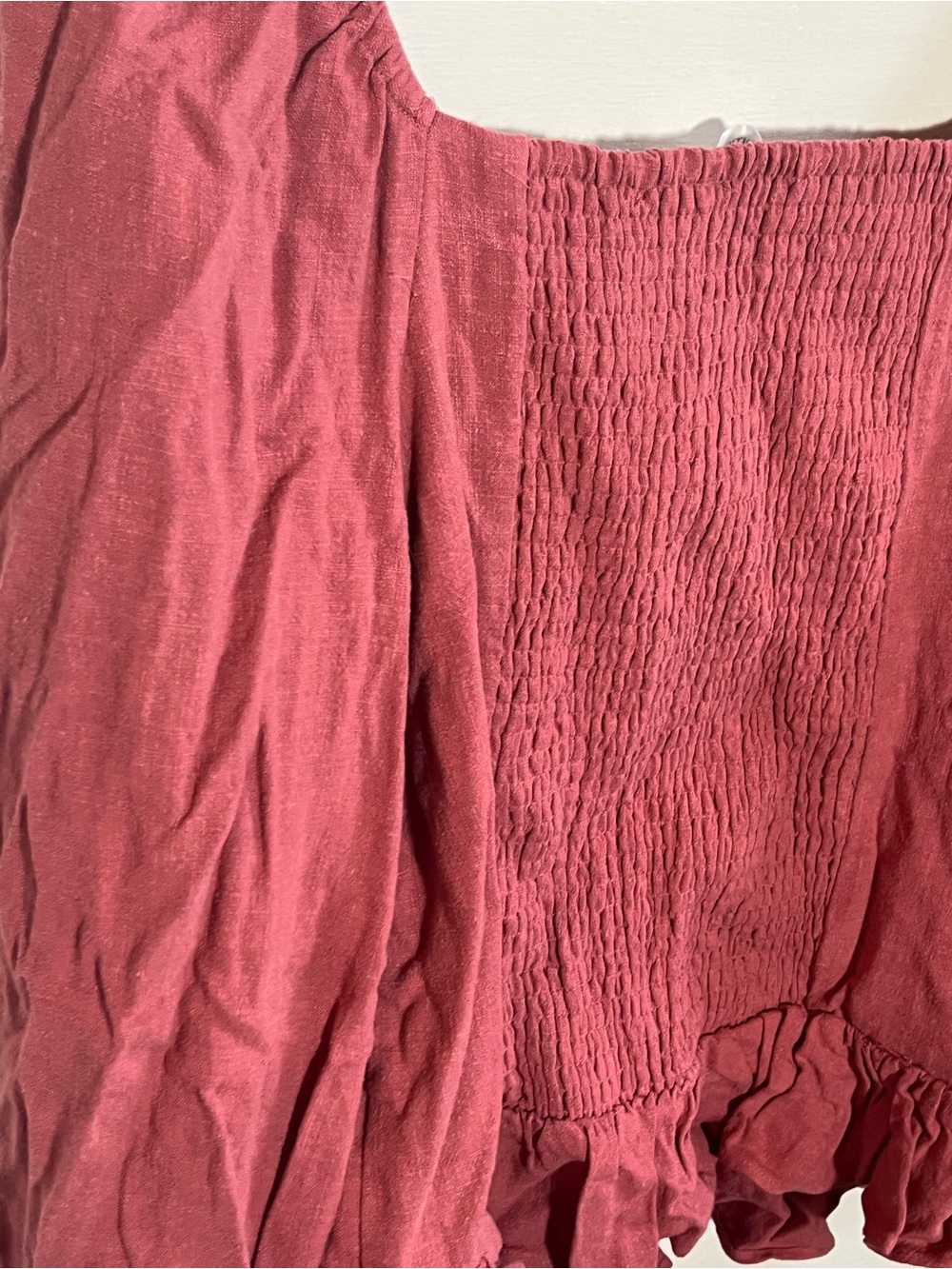 Addition Elle Dusty Rose Peasant Top with Eyelet Sleeve Trim - Picture 2 of 6
